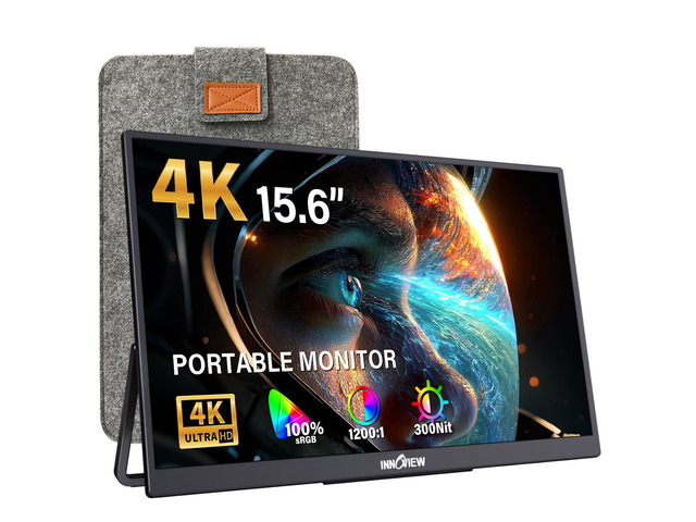 15.6 inch Portable Monitor 4K UHD 3840x2160 100% sRGB HDR External Monitor with 2 USB-C & HDMI Ports Travel Second Monitor for Laptop Mac PC...