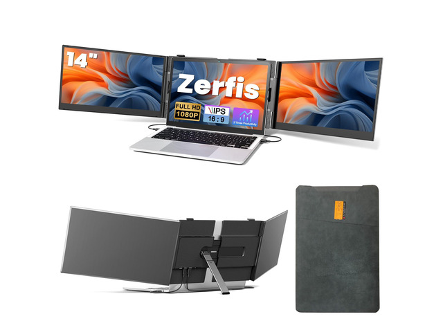 Laptop Screen Extender, Ultra-Thin 14' FHD 1080P Portable Monitor for Laptop, 2.2lbs Lightweight Triple Monitor Extender Plug & Play for 13'-17'...