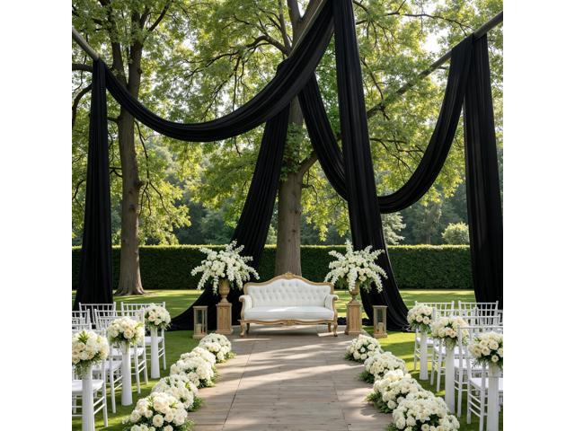 10ftx40ft Black Ceiling Curtain for Wedding Parties 2 Panels Wrinkle-Free 40 FT Long Tent Draping Curtains for Wedding, Birthday & Theme Parties,...