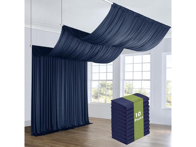 50ftx40ft Navy Blue Ceiling Curtain for Independence Day Wedding Parties 10 Panels Wrinkle-Free 40 FT Long Tent Draping Curtains for Wedding,.