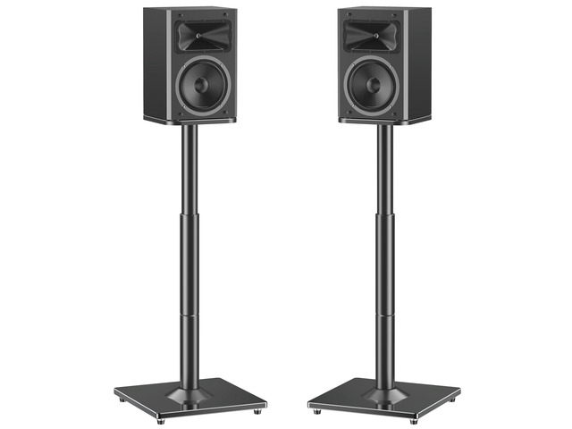 Universal Speaker Stands Pair, 28.3' to 37.4' Height Adjustable Floor Speaker Stands, Holds Bookshelf & Large Satellite Studio Speakers, Cable...