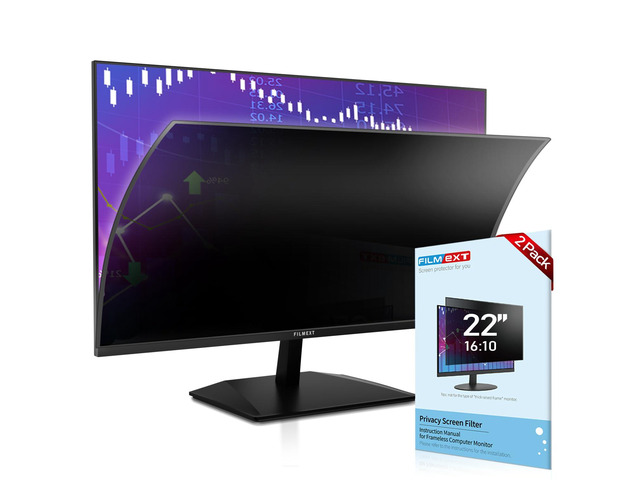 2 Pack 22 Inch Computer Privacy Screen Filter for 16:10 All-in-One Desktop/Frameless Monitor - Removable Blue Light UV Blocking Privacy Shield for...