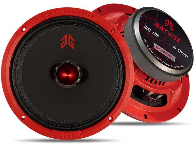 MX80E1 Loudspeaker 8 Inch Midrange 560 Watts 6 Ohms Red Bullet, Premium Quality Audio Door Speakers for Car or Truck Stereo Sound System, Red (2.