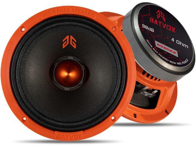 MX80E2 Loudspeaker 8 Inch Midrange 640 Watts 4 Ohms Orange Bullet, Premium Quality Audio Door Speakers for Car or Truck Stereo Sound System, Orange.