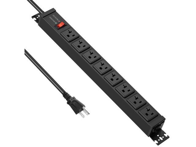 20 Amp Power Strip Surge Protector 4800J, Heavy Duty 8 Outlet Metal Multi Angle Mount, 20A Garage Power Strip Shop 6-20R T-Slot, 5-15P Plug 12...