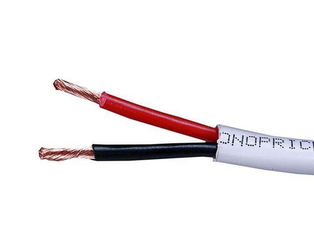 Speaker Wire - CL2 Rated, 2-Conductor, 14AWG, PVC Jacket Material, 99.9% Oxygen-Free Pure Bare Copper, 500 Feet, White
