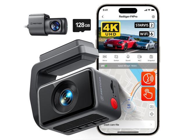 F4 Pro 4K Mini Dash Cam Front and Rear, STARVIS 2 Night Vision, 128GB Card Included, 5.8GHz WiFi 6 Instant Export, 2.2' Touch Screen Dash Camera...