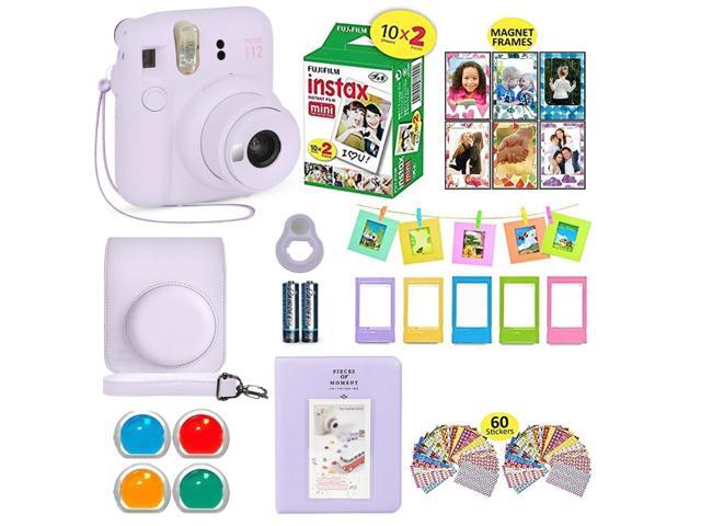 Instax Mini 12 Instant Camera Lilac Purple + Shutter Compatible Carrying Case + Fuji Film Value Pack (20 Sheets) + Shutter Accessories Bundle,...