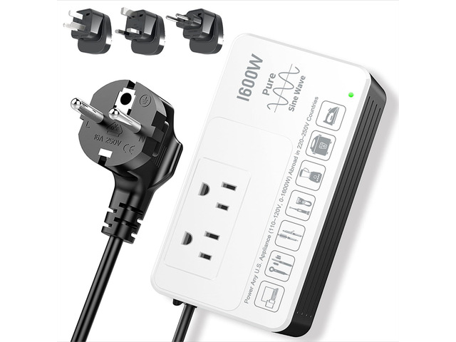 1600W 220V to 110V Voltage Converter, Universal Power Plug Adapter Voltage Converter US to Europe International Travel, Power Any American...