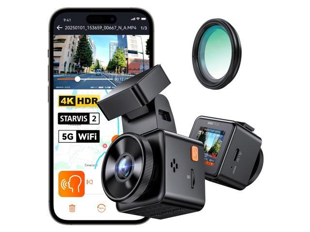 E1 Pro 4K Mini Dash Cam Front, STARVIS 2 PlatePix HDR Night Vision Car Camera, Built-in 5G WiFi GPS, 1.54'' IPS Screen, Voice Control, 24/7...