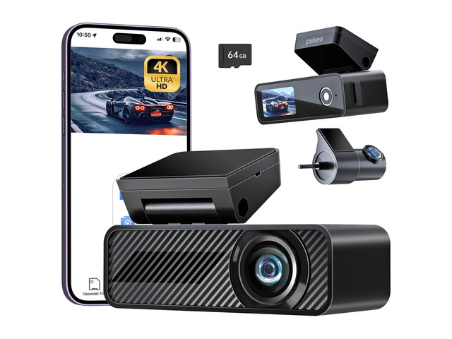 P1 Duo 4K Dash Cam Front and Rear, 64GB SD Card, 4K+1080P Dual Dash Camera for Cars, Wi-Fi & App Control, 1.5IPS Display Car Camera, Voice Control,...