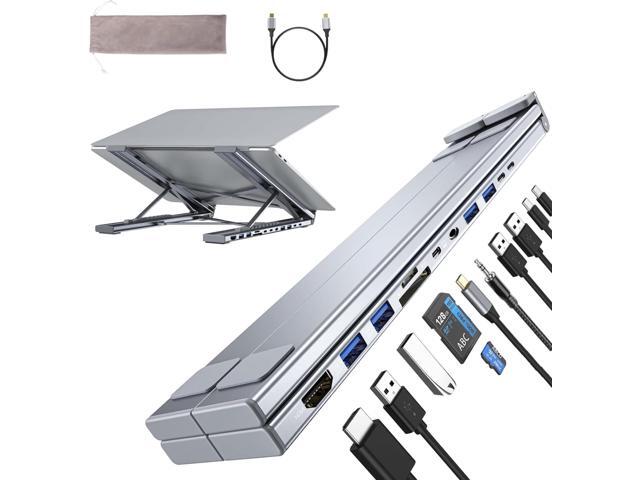 M92 Laptop Docking Station Stand, 11 in 1 USB C Hub HDMI 4K@60Hz, 3.5mm Audio, Portable Laptop Stand with USB Ports, USB C Multiport Adapter USBC.