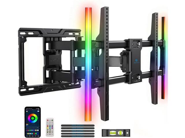 Full Motion TV Wall Mount with LED Lights for 37-86 Inch TVs up to 132lbs, Backlit TV Mount Bracket with Music Sync, Extension Swivel Tilt level,...