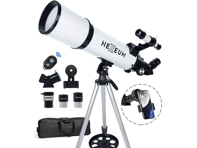 Telescope 80mm Aperture 600mm - Astronomical Portable Refracting Telescope Fully Multi-coated High Transmission Coatings AZ Mount with Tripod Phone...