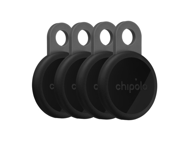 LOOP - Rechargeable Bluetooth Tracking tag, Item Locator for Keys & Bags, Compatible with Apple Find My or Find Hub on Android - 4 Pack (Charcoal)