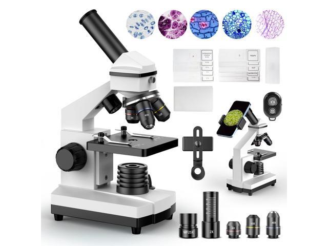 Compound Microscope for Adults & Students - 100X-2000X High-Power Biological Microscope for Students, School Lab & Home Education, with Slides Set...