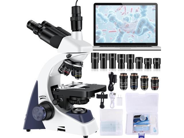 Microscope for Adults 40X-5000X Magnification Lab Grade with Dual Mechanical Stages and HD USB (Compound Microscope)
