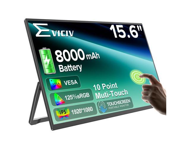 Portable Monitor Touchscreen with Battery 8000mAh, 15.6 125% sRGB Ultra-Slim 10-Point Touch Screen Monitor, USB-C & MINI HDMI, VESA & Stand, Travel...