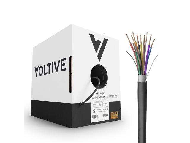 22/10 Shielded Low Voltage Wire, Riser CL3R, Black, 500ft - 22AWG, 10 Conductors, Overall Shield, Stranded Bare Copper, UL Listed - V-1308-2