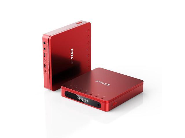 DM13 Multifunctional Portable Stereo CD Player with Long-Lasting Battery, Supports USB Ripping, Optical/coaxial/3.5mm/4.4mm outputs (Red Bluetooth)