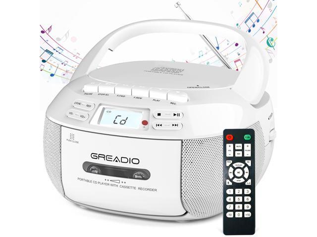 CD Player Boombox Cassette Player Combo with Bluetooth,AM/FM Radio,Stereo Sound with Remote Control,AUX/USB Drive,Tape Recording,AC/DC...