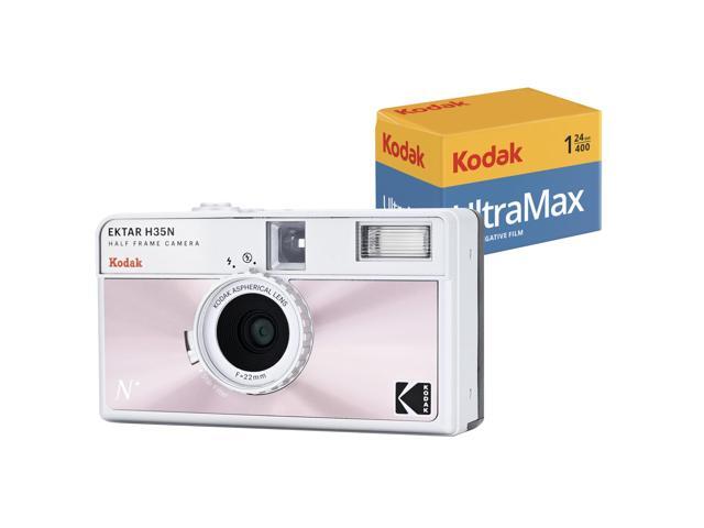 EKTAR H35N Half Frame Film Camera Bundle with Ultramax 400/24EXP 35mm Roll Film (Glazed Pink, Bundle)