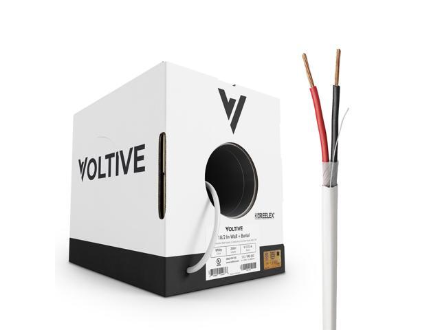 18/2 Low Voltage Wire, in-Wall CL3 & Direct Burial, White, 250ft - 18AWG, 2 Conductors, Stranded Bare Copper, UL Listed - V-1212-6