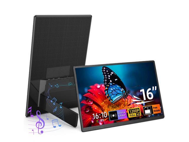 Portable Monitor 16' 1200P FHD Laptop Screen Extender, Horizontal Vertical Monitors with External Speakers, 100% sRGB Plug & Play Computer Gaming...