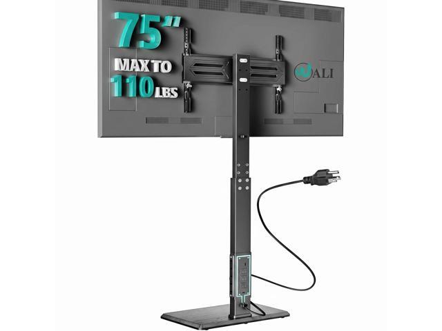 Floor TV Stand with Power Outlet, Tall TV Stand Mount for 32-75 inch TV up to 110 lbs, Swivel and Height Adjustable TV Stands with Wood Base for...