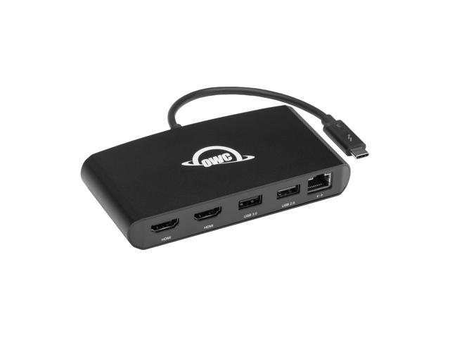Thunderbolt mini Dock, Bus-Powered 5-Port Multi-Adapter with Dual 4K HDMI, Dual USB, Gigabit Ethernet, Integrated 7.2-inch TB Cable, for TB (USB-C)...