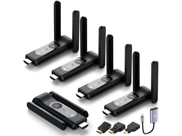Wireless HDMI Transmitter and 4 Receivers,Up to 8 RXs,Extender Plug and Play,165FT,Smart Thermal Control,LED Display,2.4+5.8GHz Wirelessly...