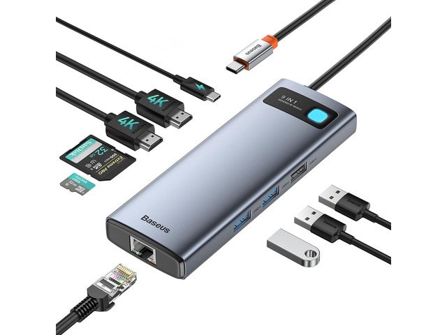 Laptop Docking Station Dual Monitor 9 in 1 USB C Hub up to 4K@120Hz with 2 HDMI, 1000Mbps LAN, Max 85W PD, 3 USB, SD Card Reader,USB C Dock...