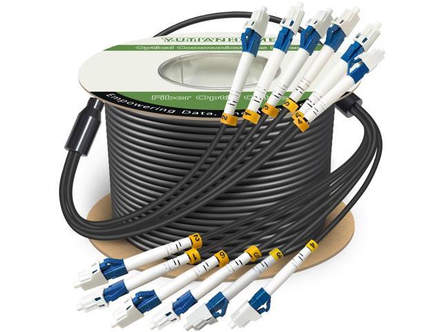 75 Meters 6 Core Industrial TPU LC to LC Outdoor Armored Fiber Optic Cable, OS2 Single Mode 6 Strands Fiber Patch Cable with LC Connectors,.