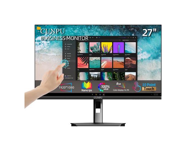 27 Inch Touchscreen Monitor, 10 Point Touch, FHD 1080P 60Hz Nano IPS Screen, 100% SRGB, VESA Wall Mountable, Tilt Adjustment, VGA HDMI for PC,...