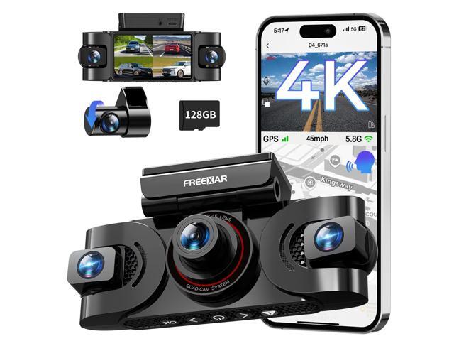 4K 360° Dash Cam, 4 Channel Dashcam Front and Rear Inside & Outside with WiFi, GPS, Parking Mode, Voice Control, Car Protection for Safer Driving,...
