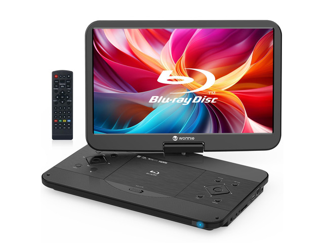 17.6' Portable Blu Ray Player with 15.4' 1080P Full HD Large Swivel Screen, Blu-ray DVD Player with HDMI Out & AV in, Built-in Rechargeable...