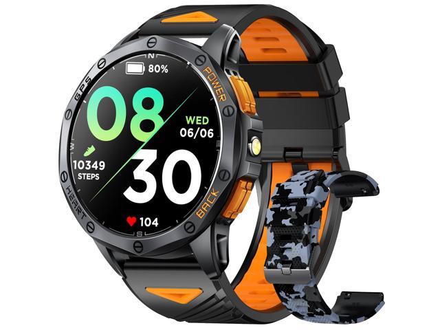Military Smart Watches Built-in GPS, 170+ Sport Modes for Men with Flashlight, Smartwatch for Android Phones and iPhone, 1.43' AMOLED Screen.