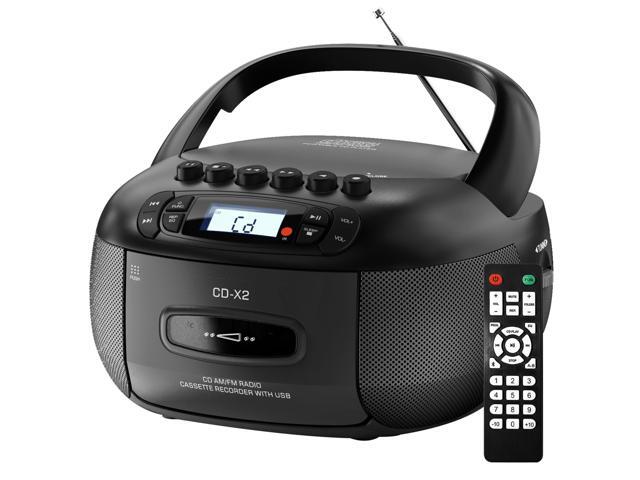 CD Player Boombox with Cassette Player: Portable CD Boom Box with Bluetooth,FM/AM,Tape Recorder and Remote - USB/MP3/AUX Player with Sleep Timer-...