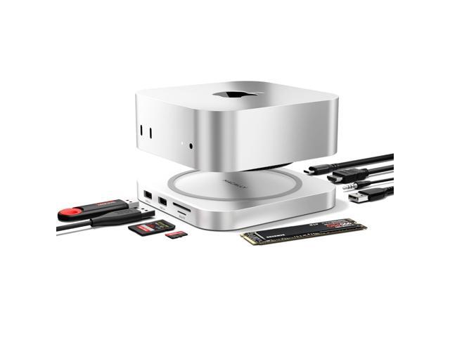 Mac mini M4 Dock and Stand, Mac mini M4 Hub with M.2 NVMe Enclosure, 4K HDMI 60hz, 3 USB A,10Gbps USB C Data Port, SD Card Reader, 3.5mm Audio Jack