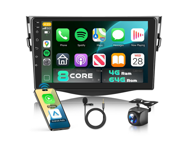 5/6GWiFi 8Core Qualcomm 4G+64G,Radio for Toyota RAV4 2007-2011 Radio Android Car Stereo 5.1Bluetooth,Wireless Carplay,DSP Hi-Res,Android Auto,9...