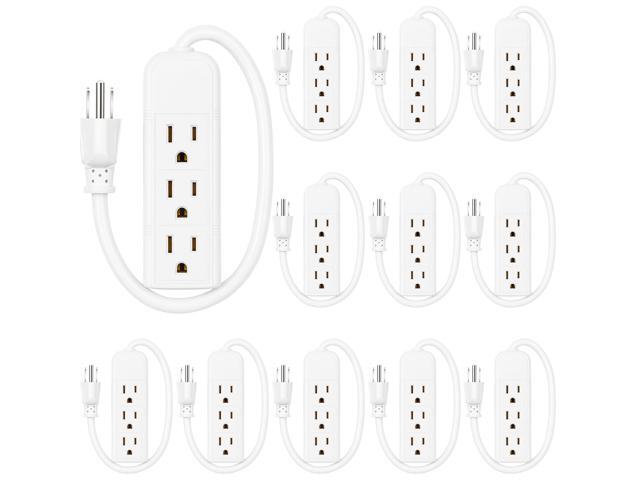 20 Pack 3 Outlet Power Strip Extension Cord with Flat Plug Mini Cord 3 Ground Heavy Duty Mountable Outlets Strip for Computer Phone Home Office (1...