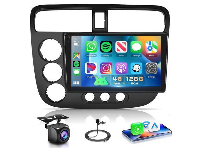 4G+128G Car Radio for Honda Civic 2001-2005 Stereo 9 inch in-Cell Touch Screen Wireless CarPlay/Android Auto Android 15 Bluetooth DSP FM/RDS GPS.