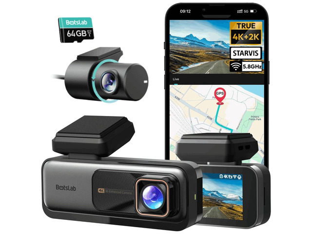 4K Dash Cam Front and Rear[2026 Upgraded], 64GB SD Card Included, STARVIS Sensor, 170Â° Ultra Wide 4K+2K Dashcam with ADAS, Night Vision, 24/7...