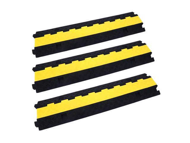 Cable Ramp Cable Protector Ramps Wire Hose Protective 2 Channel Traffic Rubber Plastic Cord Cover Speed Bump for Asphalt Concrete Gravel Driveway.