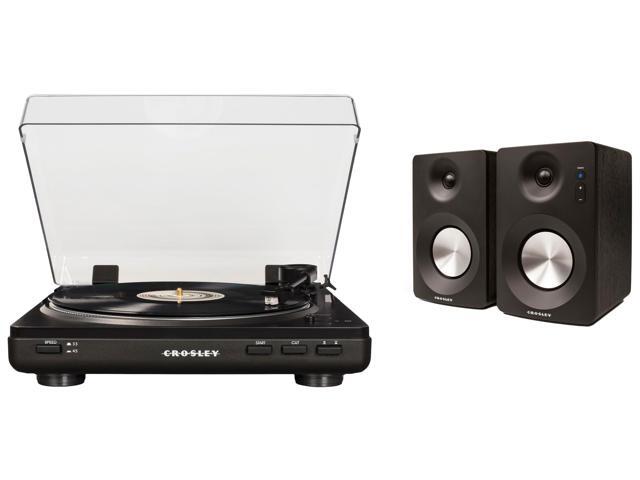 KT400A-BK Fully Automatic Bluetooth 2-Speed Turntable Record Player with S100A Stereo Speakers, Black