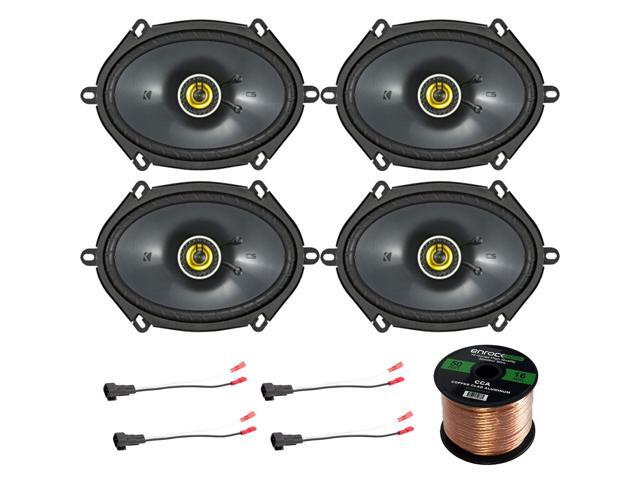 Car Speaker Set Combo of 4 CS684 6x8 Inch 450W 2-Way Car Coaxial Stereo Speakers + 4 Metra 72-5600 Speaker Connector for Ford, Lincoln, Mazda,...