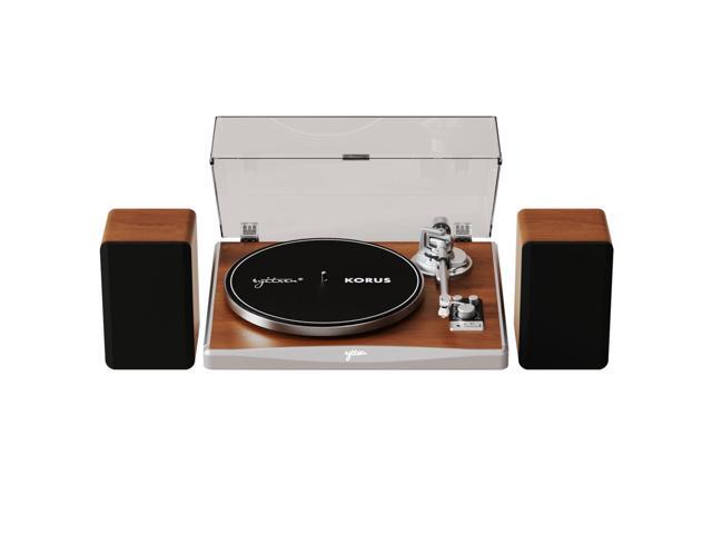 KORUS Record Player with External Speakers,Bluetooth Turntable,Belt-Drive Turntable 2-Speed, Adjustable Counterweight,Vintage LP Players