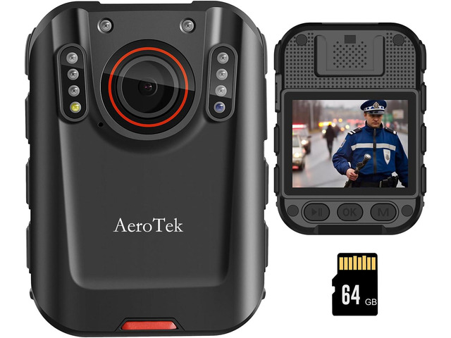 2K Body Camera, Police Body Cam with 64GB Video Recording and Ultra Infrared Night Vision, Body Worn Camera for Law Enforcement Recorder