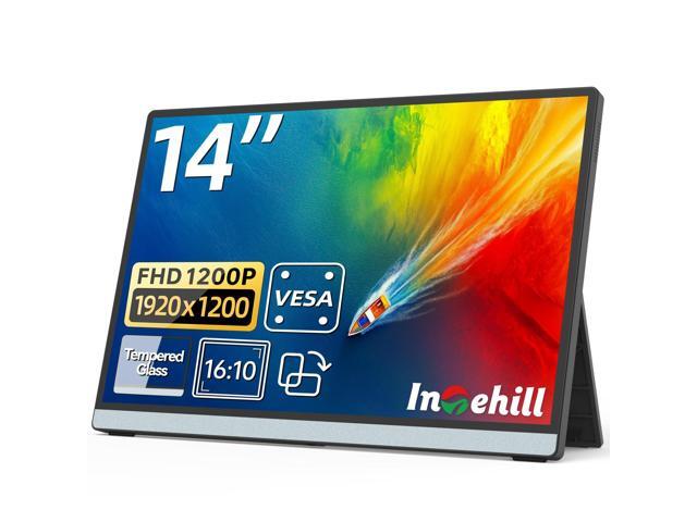 14' Portable Monitor, 1200P Self-Standing Portable Screen with Full Laminated Tempered Glass, 16:10 USB-C HDMI External Display with Speakers,...