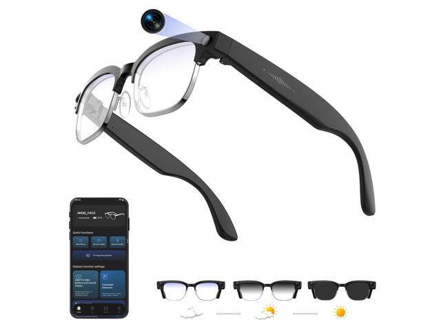 AI Smart Glasses with Camera, 8MP Anti-Shake Bluetooth Camera Glasses, 1080P Video Recording Dual Mic Noise Reduction, Real Time...